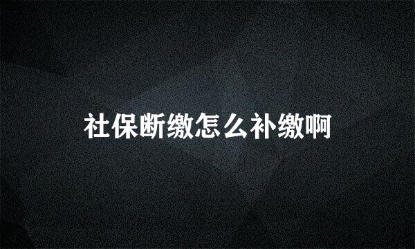 社保断缴怎么补缴啊