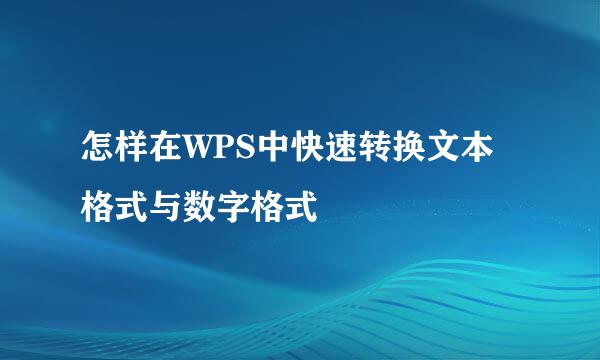 怎样在WPS中快速转换文本格式与数字格式