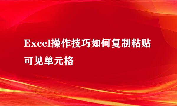 Excel操作技巧如何复制粘贴可见单元格