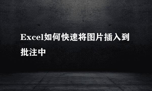 Excel如何快速将图片插入到批注中