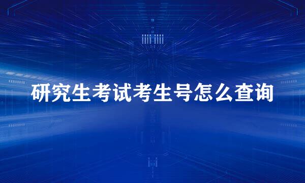研究生考试考生号怎么查询