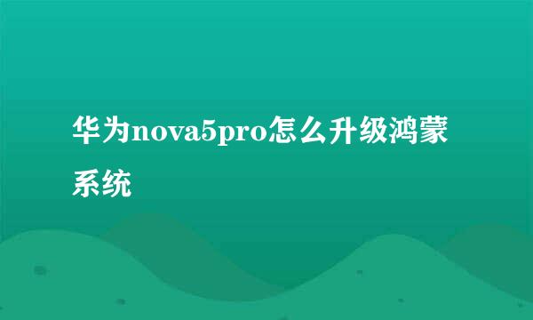 华为nova5pro怎么升级鸿蒙系统