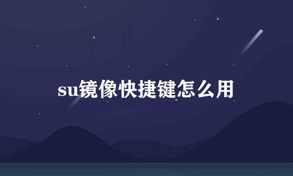 su镜像快捷键怎么用