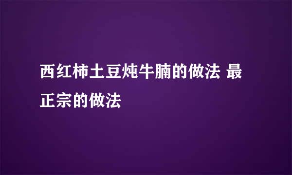 西红柿土豆炖牛腩的做法 最正宗的做法