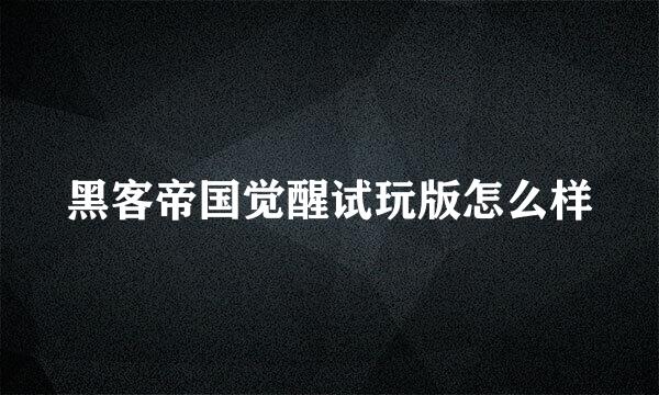 黑客帝国觉醒试玩版怎么样