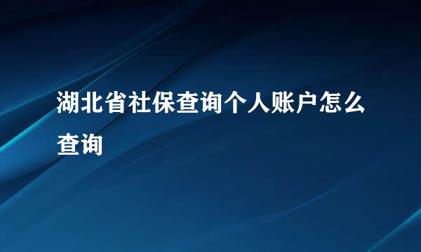 湖北省社保查询个人账户怎么查询