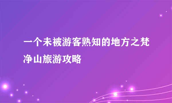一个未被游客熟知的地方之梵净山旅游攻略