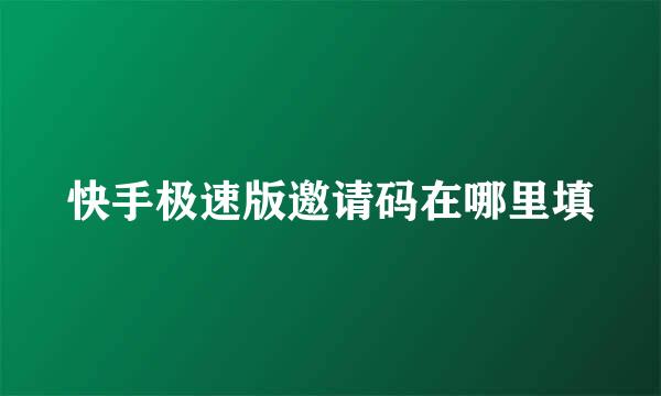 快手极速版邀请码在哪里填