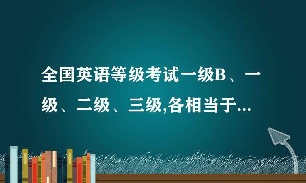 全国英语等级考试一级B、一级、二级、三级,各相当于什么标准