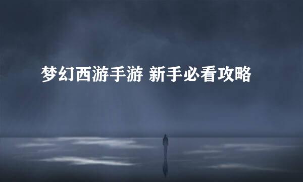 梦幻西游手游 新手必看攻略