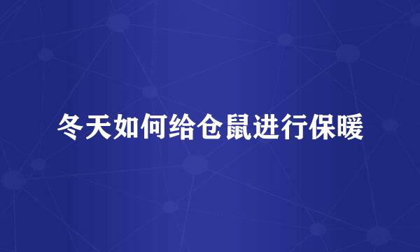 冬天如何给仓鼠进行保暖