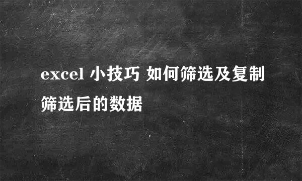 excel 小技巧 如何筛选及复制筛选后的数据