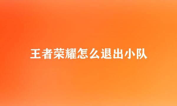 王者荣耀怎么退出小队