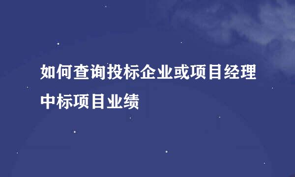 如何查询投标企业或项目经理中标项目业绩