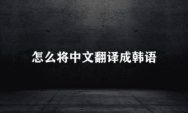 怎么将中文翻译成韩语