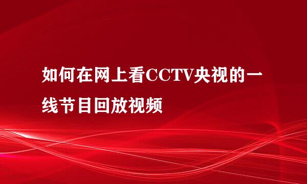 如何在网上看CCTV央视的一线节目回放视频