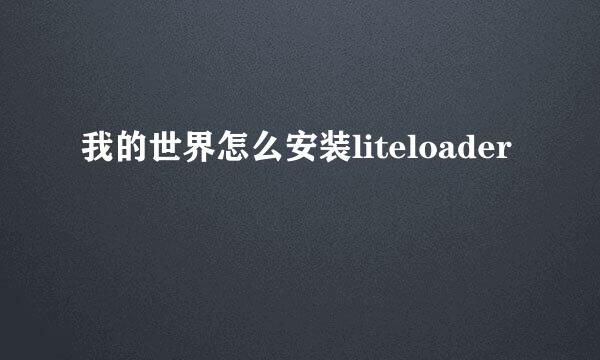 我的世界怎么安装liteloader