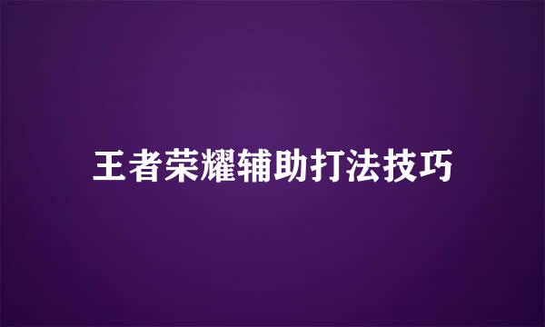 王者荣耀辅助打法技巧