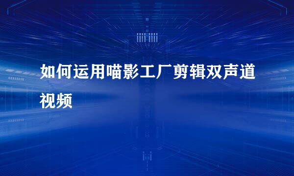如何运用喵影工厂剪辑双声道视频