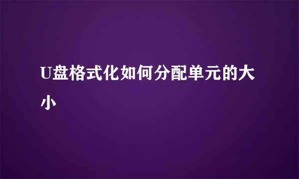 U盘格式化如何分配单元的大小