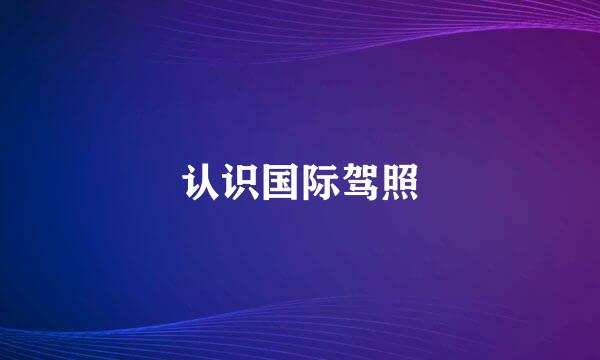 认识国际驾照