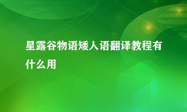 星露谷物语矮人语翻译教程有什么用