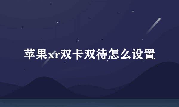 苹果xr双卡双待怎么设置