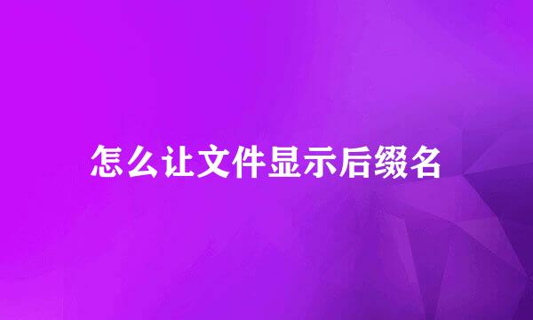 怎么让文件显示后缀名