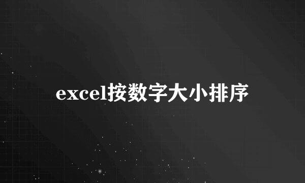 excel按数字大小排序