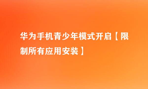 华为手机青少年模式开启【限制所有应用安装】