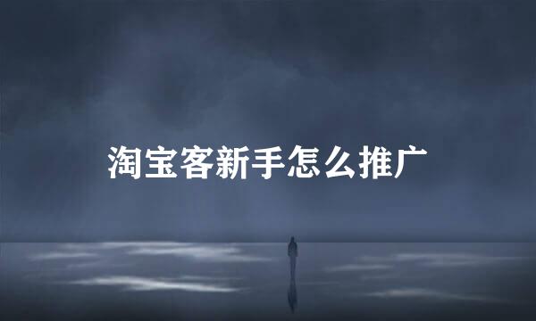 淘宝客新手怎么推广