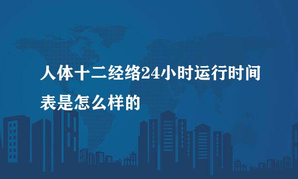 人体十二经络24小时运行时间表是怎么样的