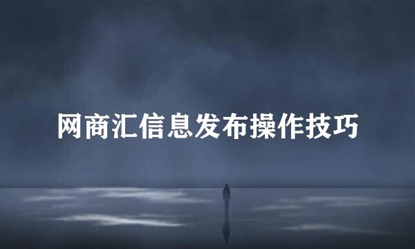 网商汇信息发布操作技巧