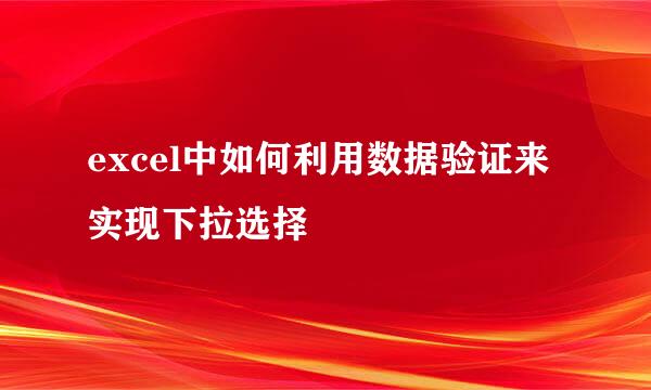 excel中如何利用数据验证来实现下拉选择