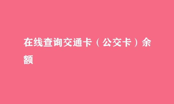 在线查询交通卡（公交卡）余额