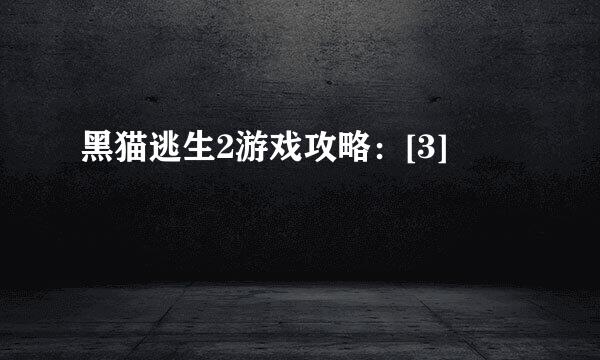 黑猫逃生2游戏攻略：[3]