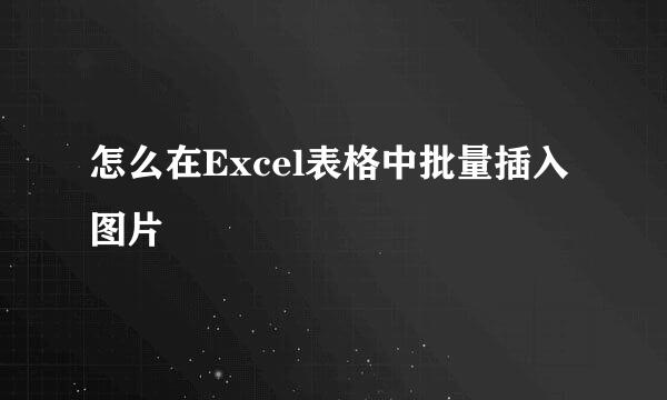 怎么在Excel表格中批量插入图片