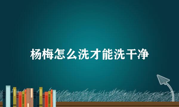杨梅怎么洗才能洗干净