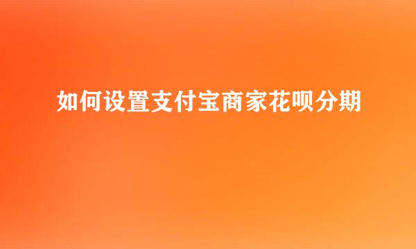 如何设置支付宝商家花呗分期