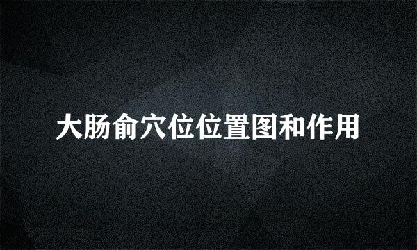 大肠俞穴位位置图和作用