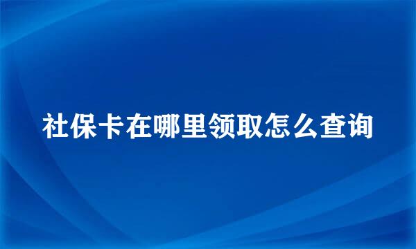 社保卡在哪里领取怎么查询