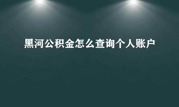 黑河公积金怎么查询个人账户