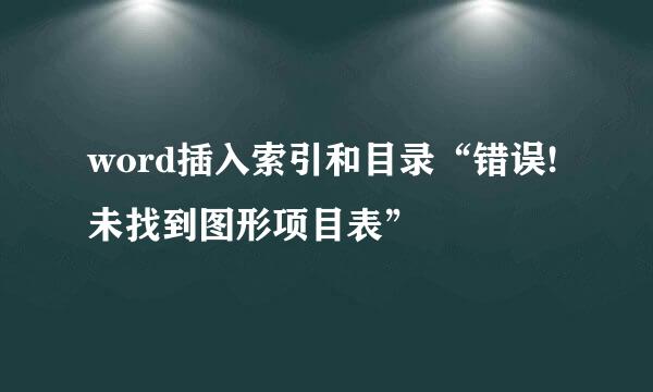 word插入索引和目录“错误!未找到图形项目表”
