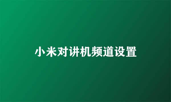 小米对讲机频道设置