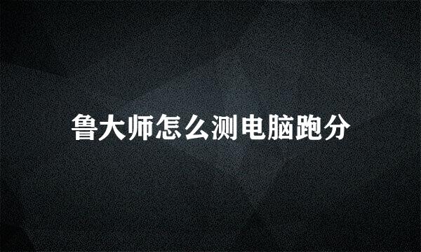 鲁大师怎么测电脑跑分