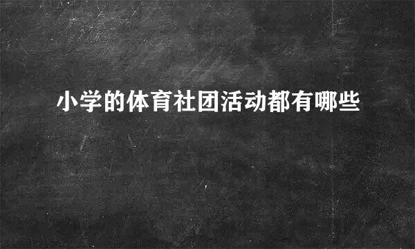 小学的体育社团活动都有哪些