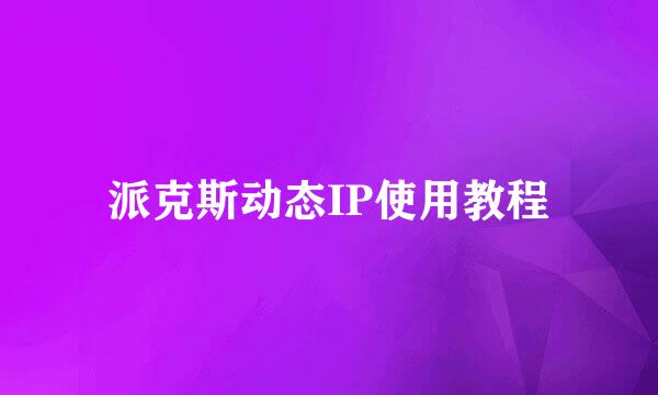 派克斯动态IP使用教程