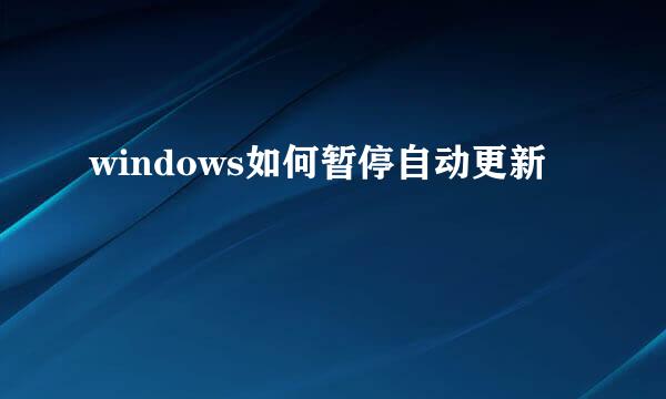 windows如何暂停自动更新