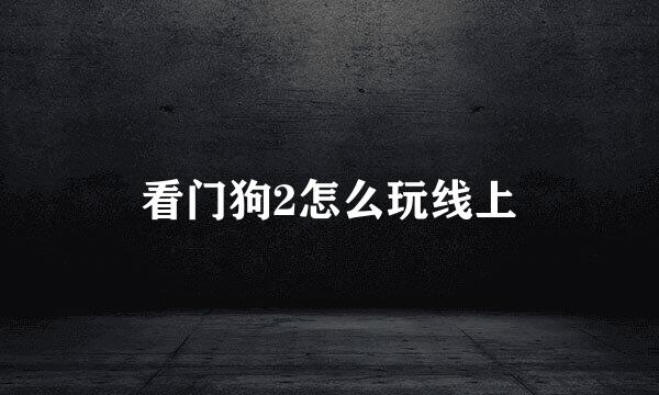 看门狗2怎么玩线上