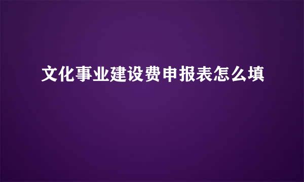 文化事业建设费申报表怎么填